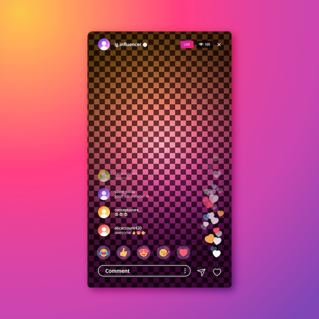 free vector instagram app template live stream interface app template live stream interface