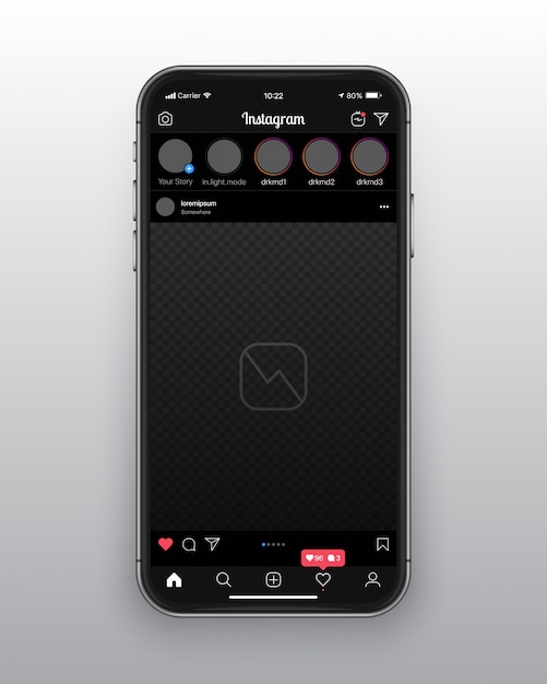 Premium Vector Instagram dark mode ui ux template