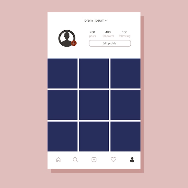 プレミアムベクター モバイルアプリ用のinstagramインターフェイス フラットデザインのフォトフレーム