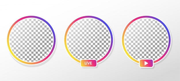 Instagram live. gradient circle profile frame for live streaming on social media. Premium Vector