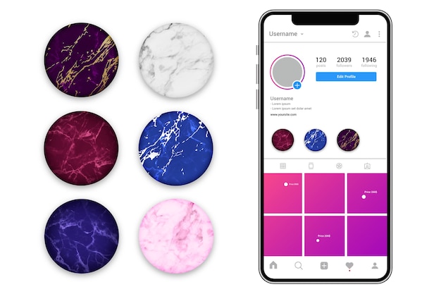 icons me instagram highlight cover marble pink