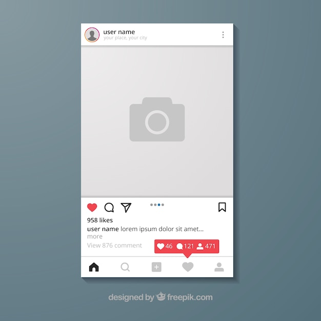 Instagram post template with notifications Vector | Free Download