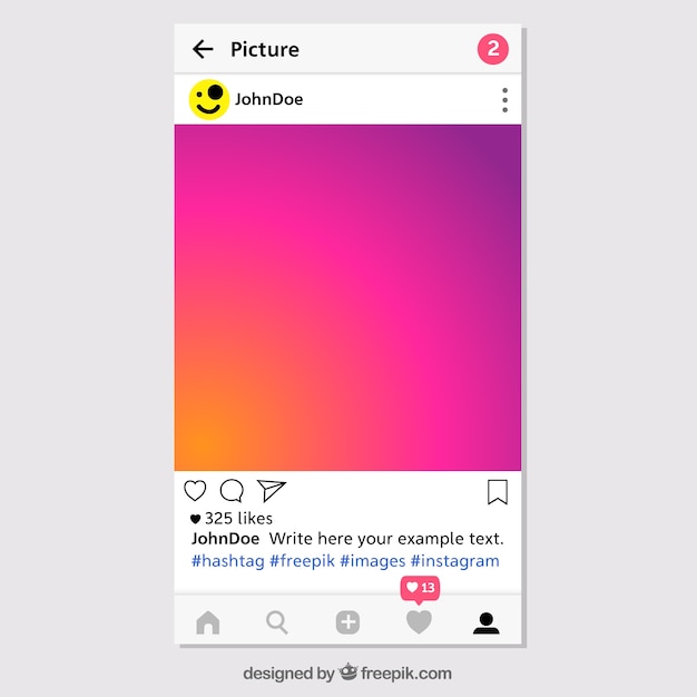 Instagram Post Template With Notifications Free Vector
