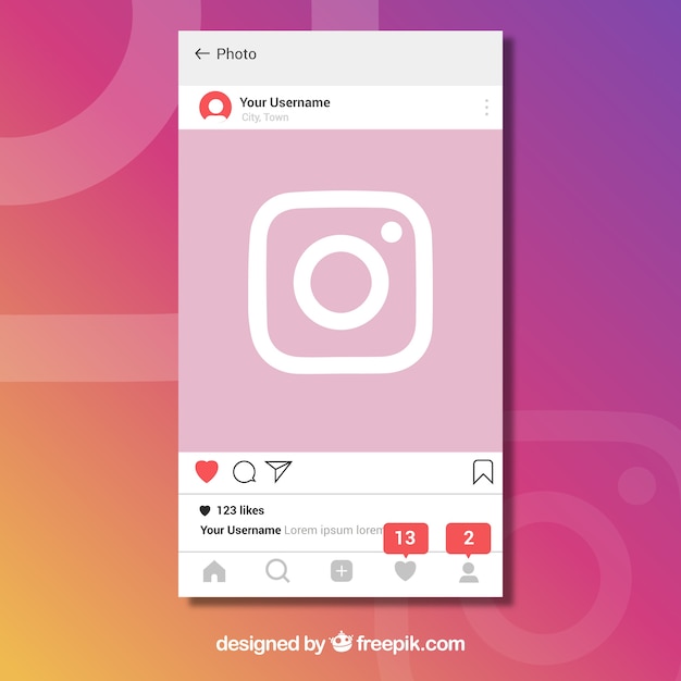 Free Vector | Instagram post template with notifications