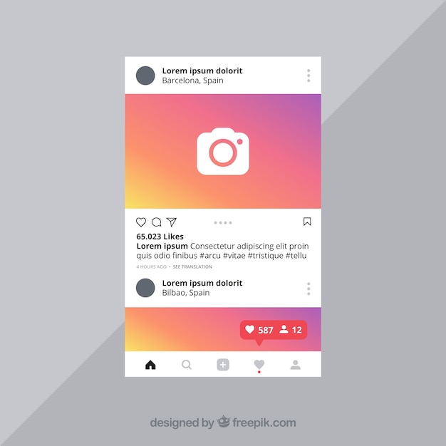 Free Vector | Instagram post template with notifications