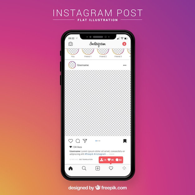 Download Free Vector | Instagram post with transparent background