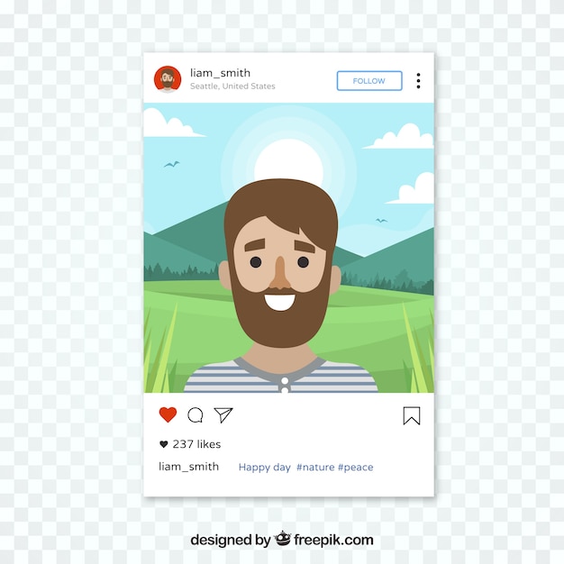 Instagram post with transparent background | Free Vector