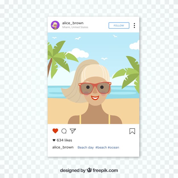 Instagram post with transparent background Free Vector