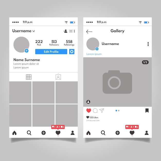 Free Vector | Instagram profile interface template design