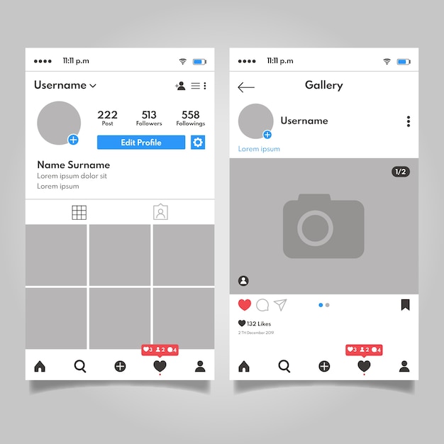 Instagram Interface Template