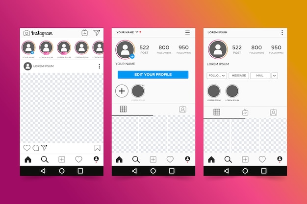 Instagram profile interface template style Vector | Free Download