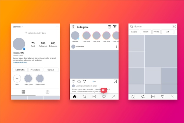 Instagram Profile Interface Template Theme Free Vector