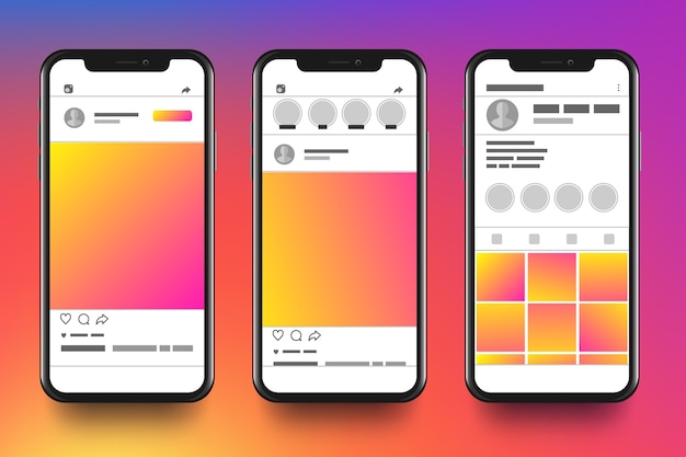 Free Vector | Instagram profile interface template with mobile phone