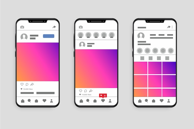 Instagram profile interface template with phone Vector | Free Download