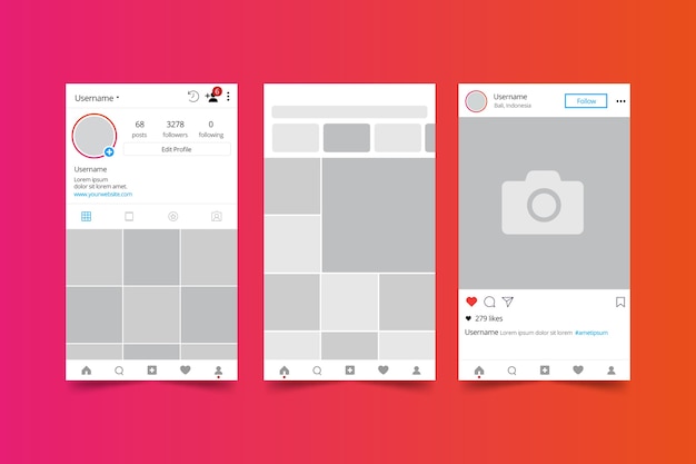 Free Vector | Instagram profile interface template