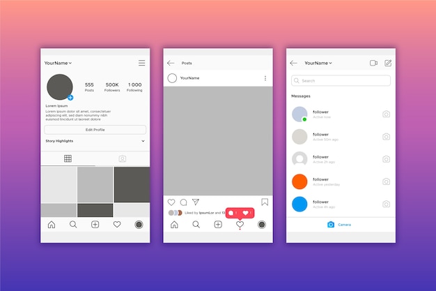 Free Vector | Instagram profile interface template