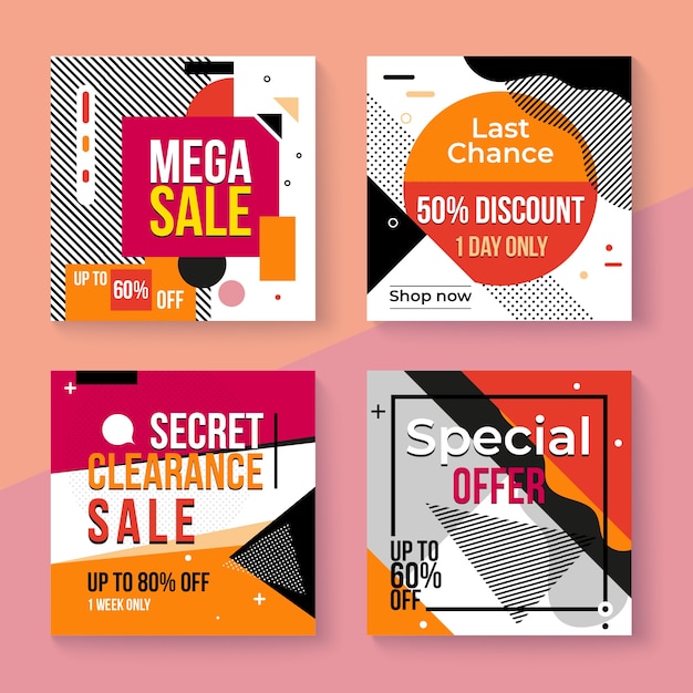 Free Vector | Instagram sales post set