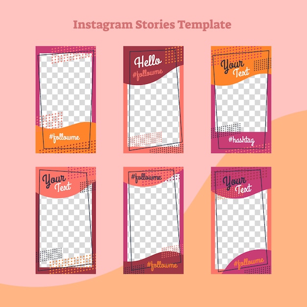 Instagram stories abstract flat style frame design Premium Vector