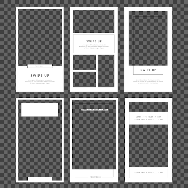 Instagramストーリーテンプレート ポストフレームを設定します プレミアムベクター