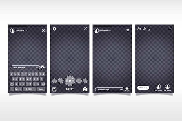 Instagram stories with interface template concept Free Vector