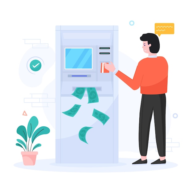 Premium Vector | Instant banking service cash machine illustration in ...