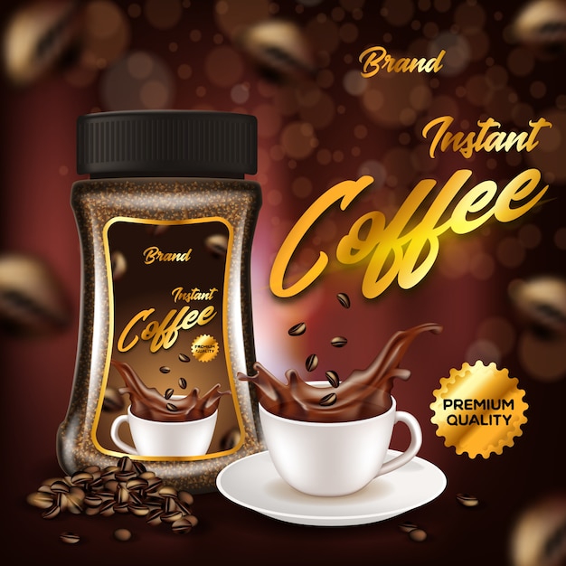 Instant coffee premium quality advertising banner ...