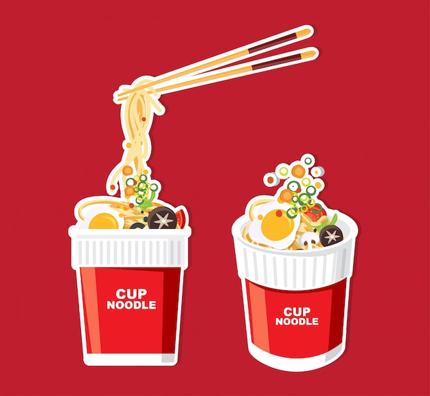 Download Premium Vector Instant Noodle In Cup Packaging Illustration