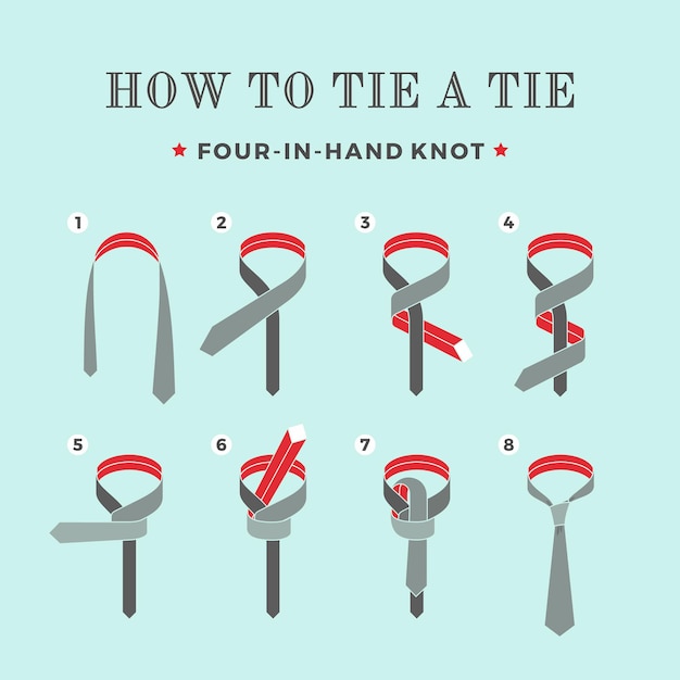 Premium Vector | Instructions on how to tie a tie of the eight steps ...