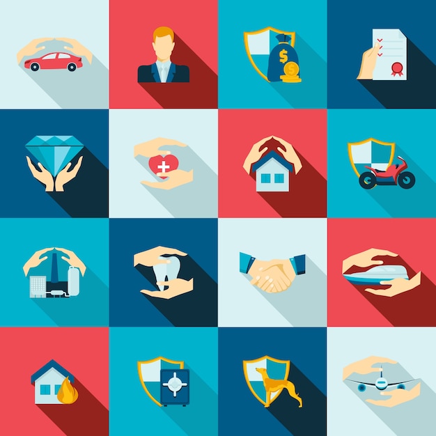 Free Vector | Insurance icons flat