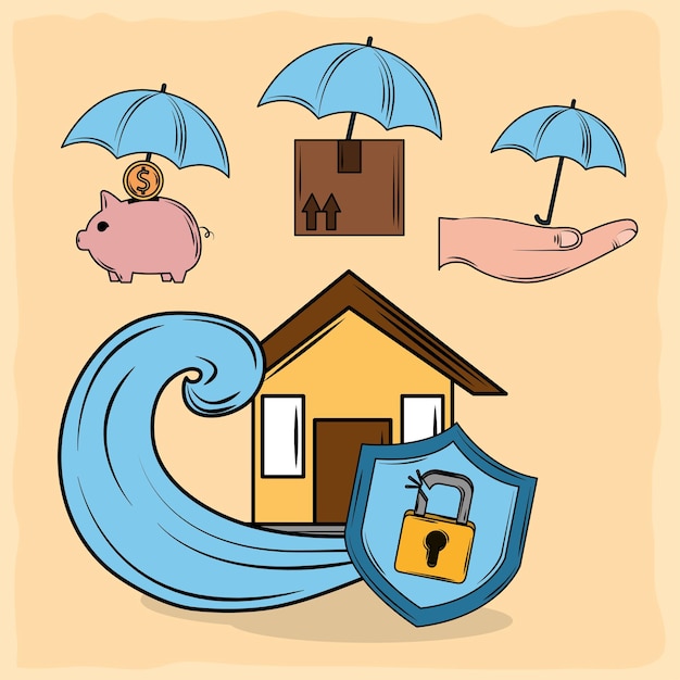 Premium Vector | Insurance protection clipart set