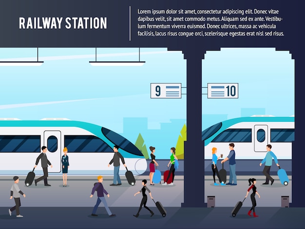 都市間鉄道駅イラスト 無料のベクター