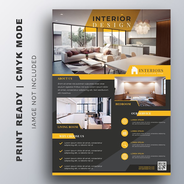 Interior design flyer design template | Premium Vector