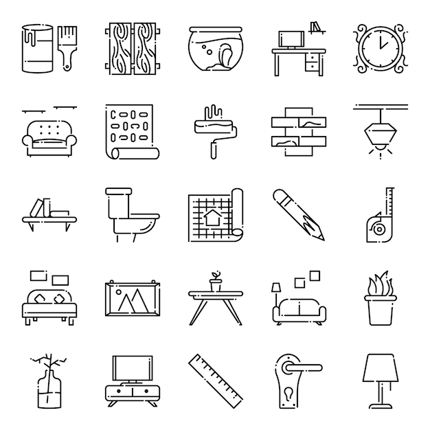 Premium Vector Interior Design Icon Pack With Outline Icon Style