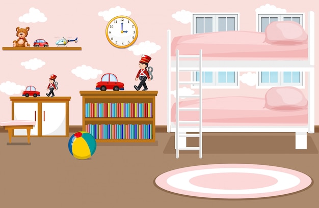 Free Vector An Interior Of Girl Bedroom Illustration