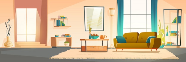 Download Free Vector | Interior of living room with sofa