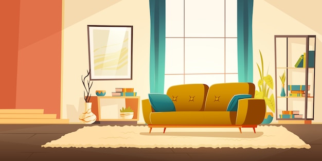 Download Interior of living room with sofa | Free Vector