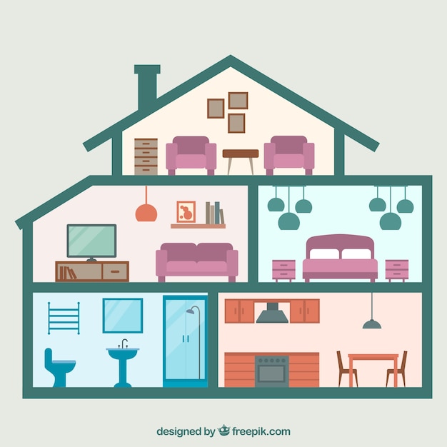 Free Vector | Interior view of beautiful house