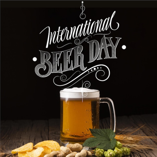 International Beer Day Lettering Concept Free Vector