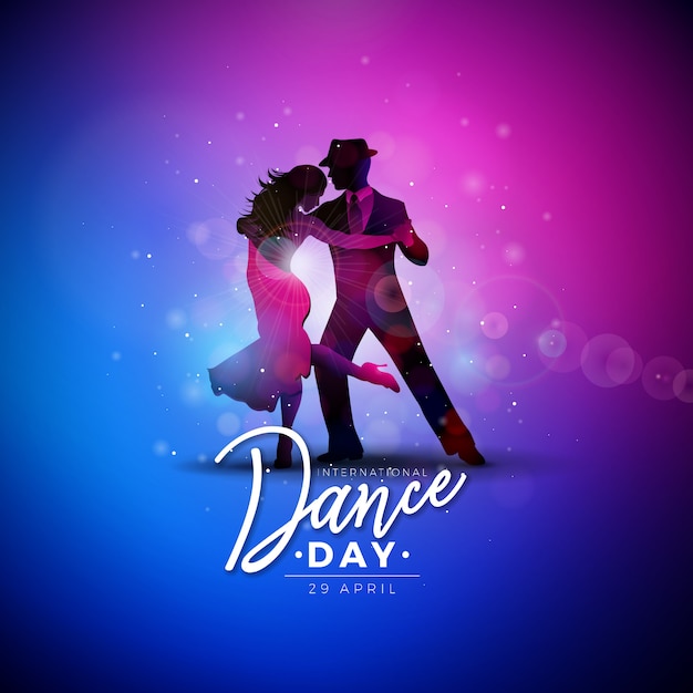 タンゴダンスカップルと国際ダンスの日イラスト 無料のベクター