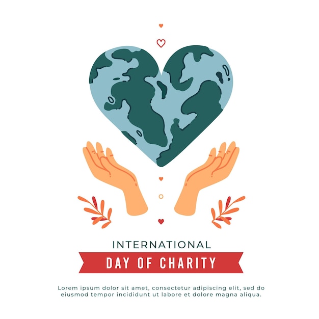 International Day Of Charity With Heart Shaped Planet Free Vector