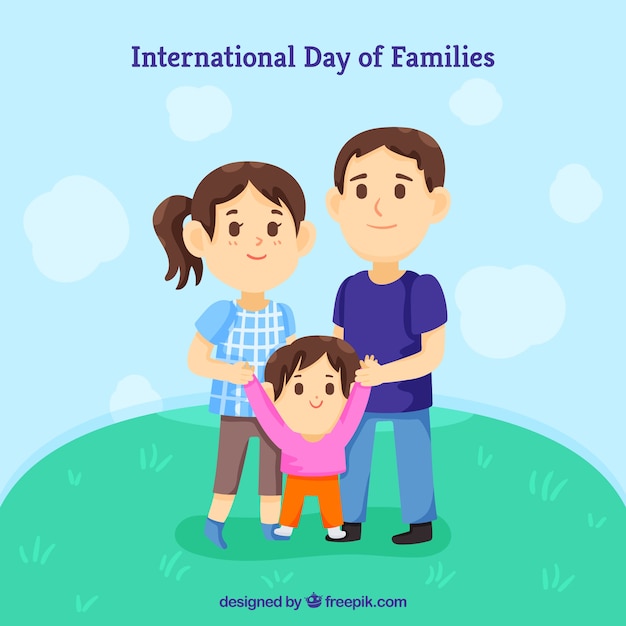 International day of families background in
hand drawn style