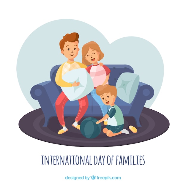 International day of families background in
hand drawn style