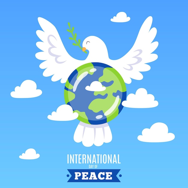無料のベクター 地球と鳥との平和の国際デー