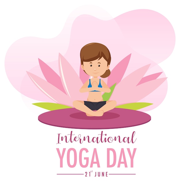 Premium Vector | International day of yoga banner with woman doing yoga ...