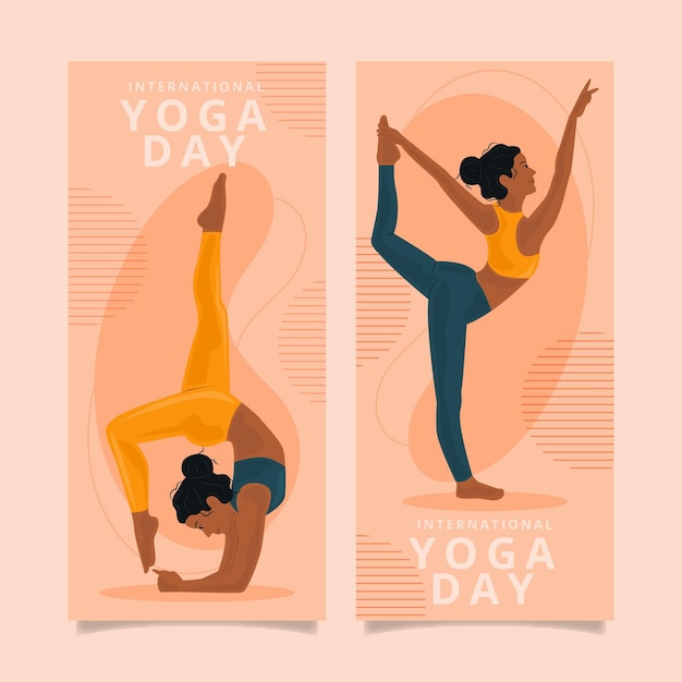 International day of yoga banners template Free Vector