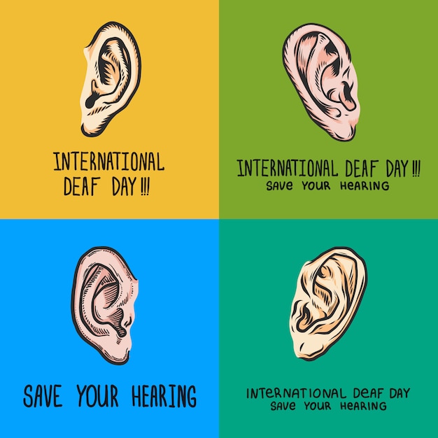 Premium Vector International deaf day banner set