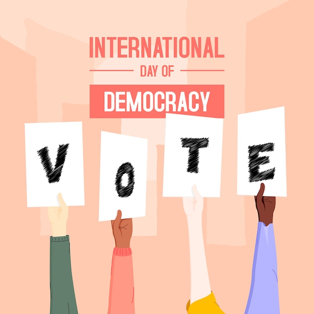Premium Vector International democracy day illustration with hands
