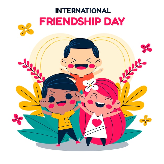 Premium Vector | International friendship day illustration