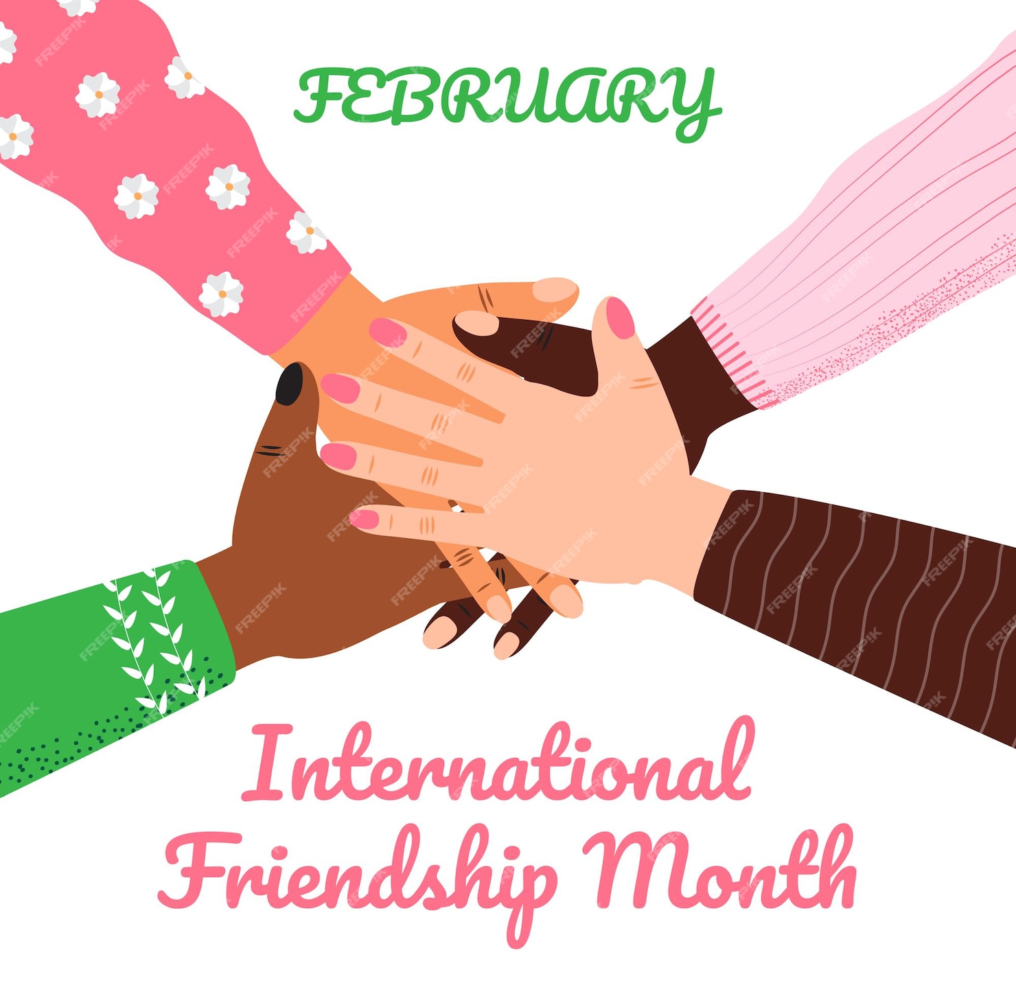 Premium Vector International friendship month in february concept vector