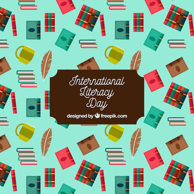 International literacy  day background  with elements in 